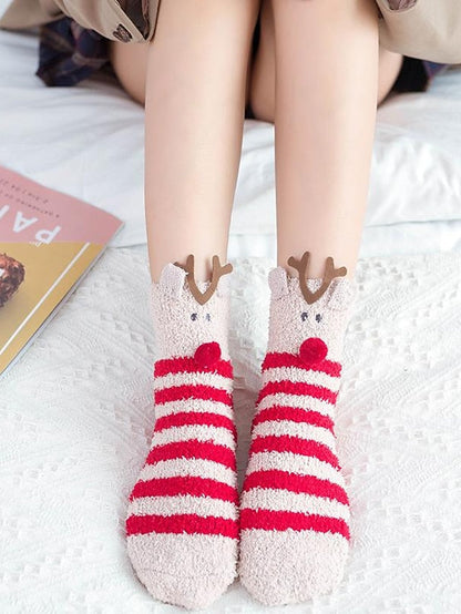 Crew Socks Party Christmas Gift Multi Color Animal Patterned Polyester Spandex Casual Classic Warm Cute 1 Pair for Women