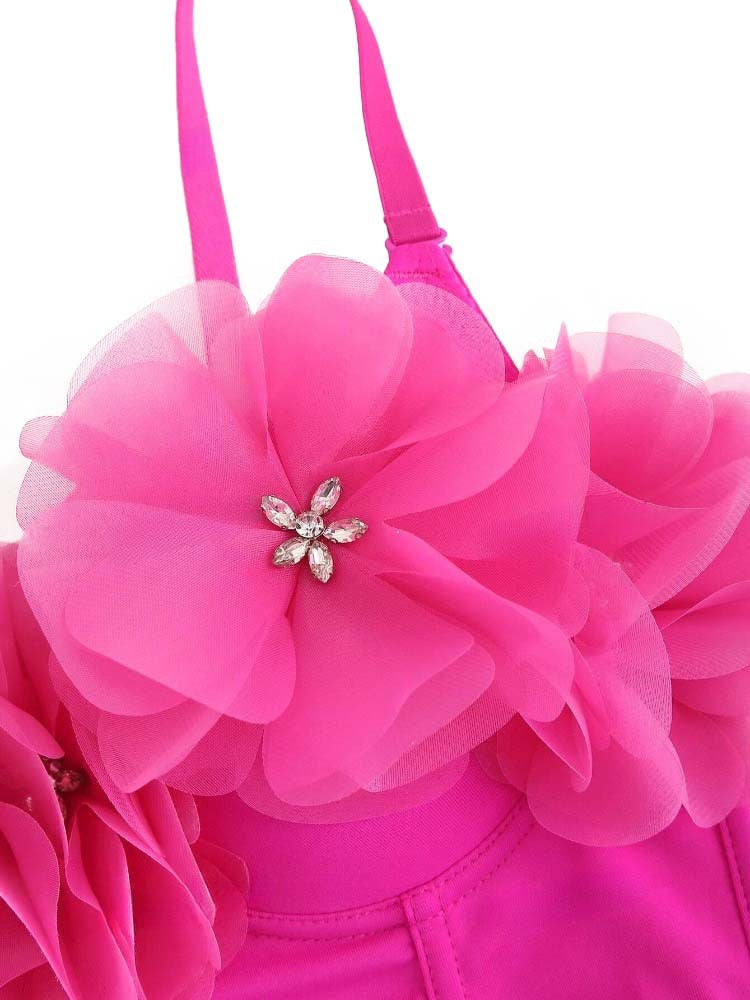 Petal-Embellished Herringbone Top With Coasters