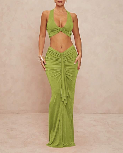 Slim-Fit Tube-Top Skirt Suit