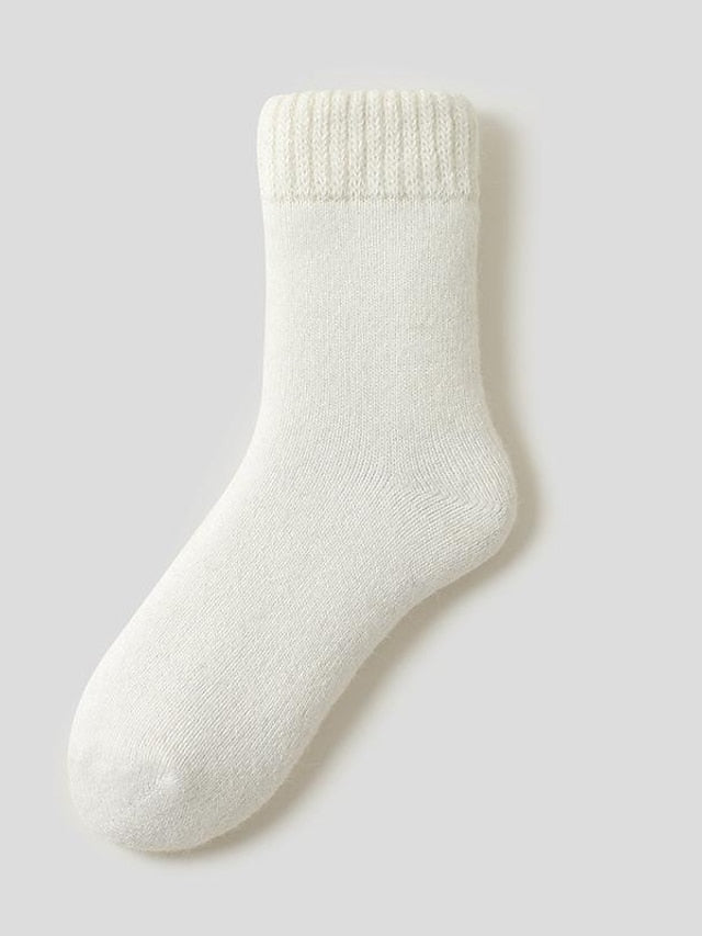 Crew Socks Thick Winter Warm Socks Home Office Work Solid Color Wool Spandex Nylon Basic Casual Classic Warm Casual 1 Pair for Women