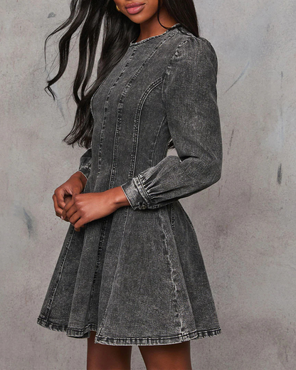 Patchwork Waist Denim Dress