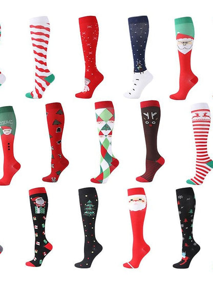 Unisex Knee High Socks Party Christmas Multi Color Spandex Nylon Cotton Casual Classic Warm Cute 1 Pair for Women