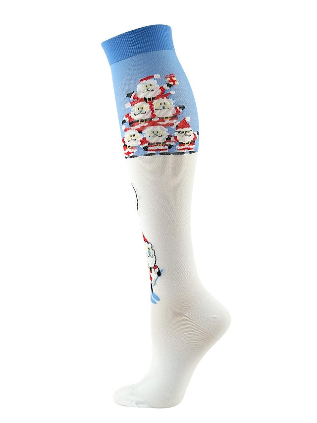 Unisex Knee High Socks Christmas Gift Cycling / Bike Multi Color Spandex Nylon Sporty Casual Classic Warm Cute Sports 1 Pair for Women