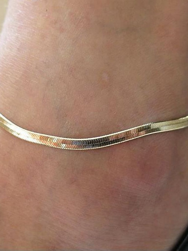 Ankle Bracelet Stylish Simple Body Jewelry For Daily Beach Classic Alloy Silver Gold 1pcs for Women