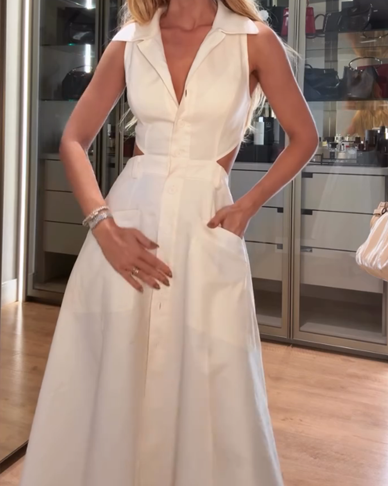 V-Neck Hollow Dress (Pre-Sale)