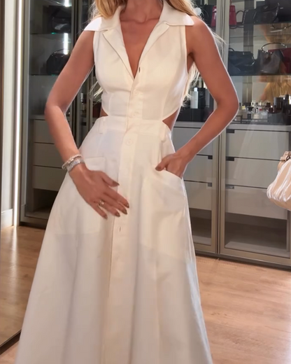 V-Neck Hollow Dress (Pre-Sale)