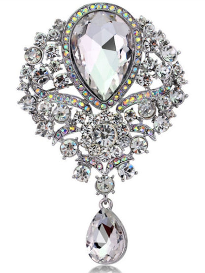 Brooches Pear Cut Solitaire Party Ladies Luxury Work Fashion Crystal Cubic Zirconia Rhinestone Brooch Jewelry Purple Blue Gold For Party Wedding Special Occasion Anniversary Birthday Gift for Women