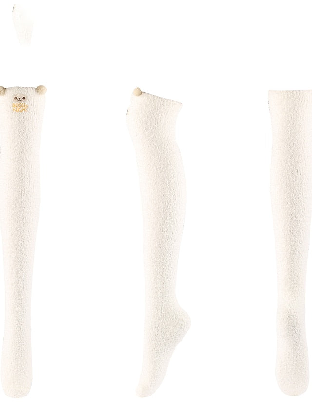 Knee High Socks Home Daily Multi Color Polyester Spandex Basic Classic Warm Cute 1 Pair for Women