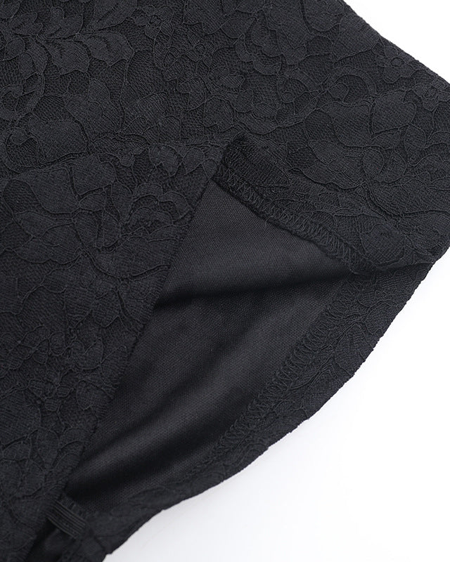 Slim Fit Lace Square Neck Tie Waist Skirt