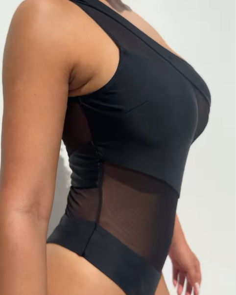 One Shoulder Panel Swimsuit