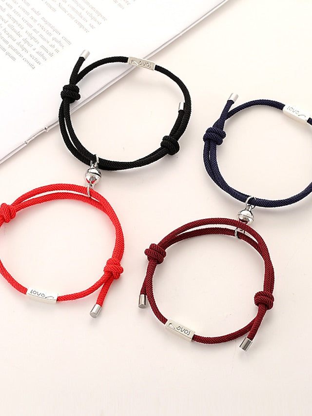 1 Pair Couple's Bracelet Magnetic Adjustable Romantic Series Love Simple Rope Bracelet Jewelry Milan For Gift for Women