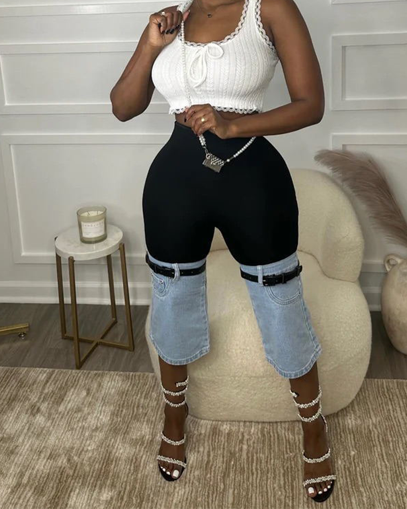 Panelled Stretch-Denim Jeans