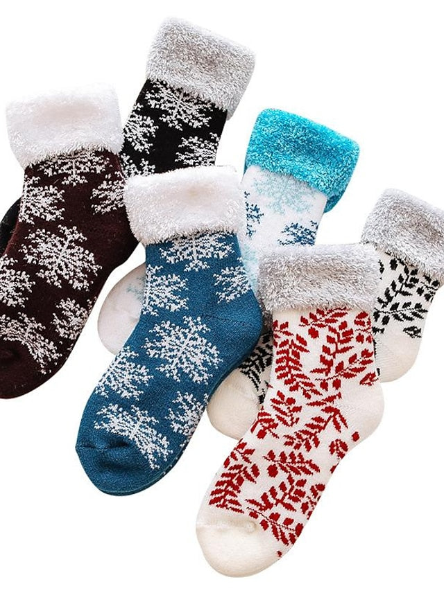 Crew Socks Thick Winter Warm Socks Home Christmas Work Polyester Spandex Nylon Basic Casual Warm Elastic Casual 1 Pair for Women