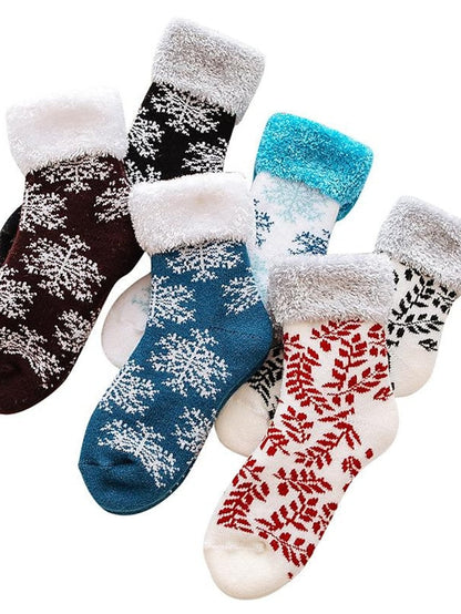 Crew Socks Thick Winter Warm Socks Home Christmas Work Polyester Spandex Nylon Basic Casual Warm Elastic Casual 1 Pair for Women