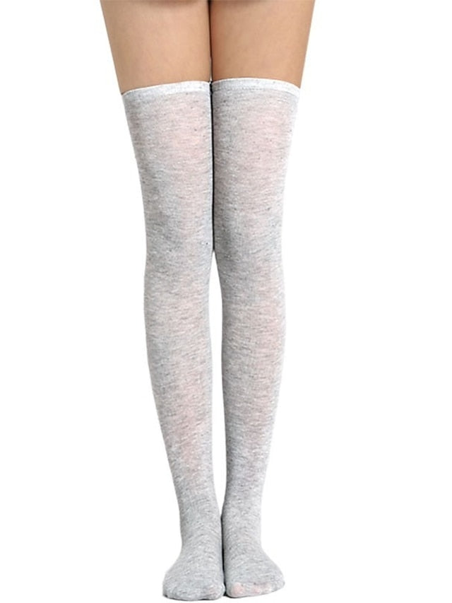 Stockings Work Daily Holiday Solid Color Polyester Cotton Simple Casual Lolita Casual Cute Casual / Daily 1 Pair for Women