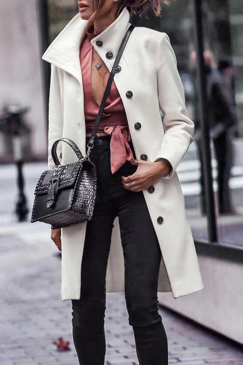 Button Down Long White Coat