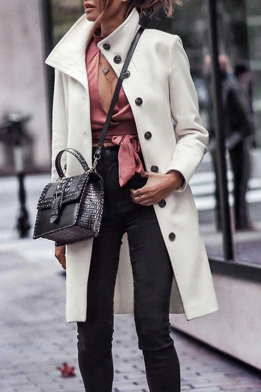 Button Down Long White Coat