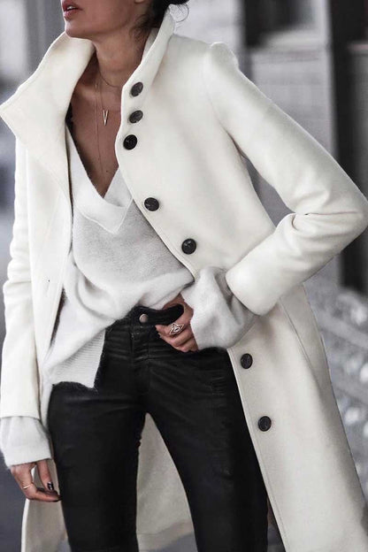 Button Down Long White Coat