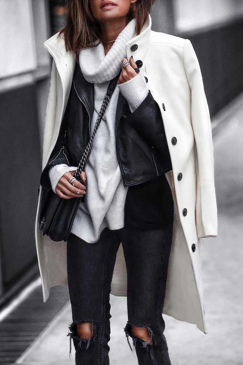 Button Down Long White Coat