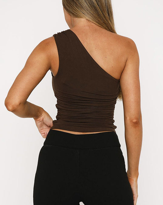 Sexy One Shoulder Navel Vest T-Shirt