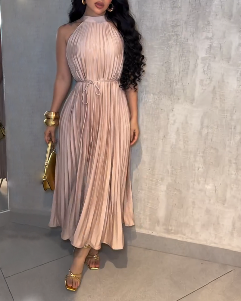 Sleeveless Waist Pleated Dress (Pre-Sale)