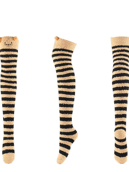 Knee High Socks Home Daily Multi Color Polyester Spandex Basic Classic Warm Cute 1 Pair for Women