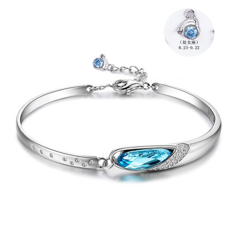 Women 12 Zodiac Signs Silver Bracelet for Women