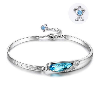 Women 12 Zodiac Signs Silver Bracelet for Women