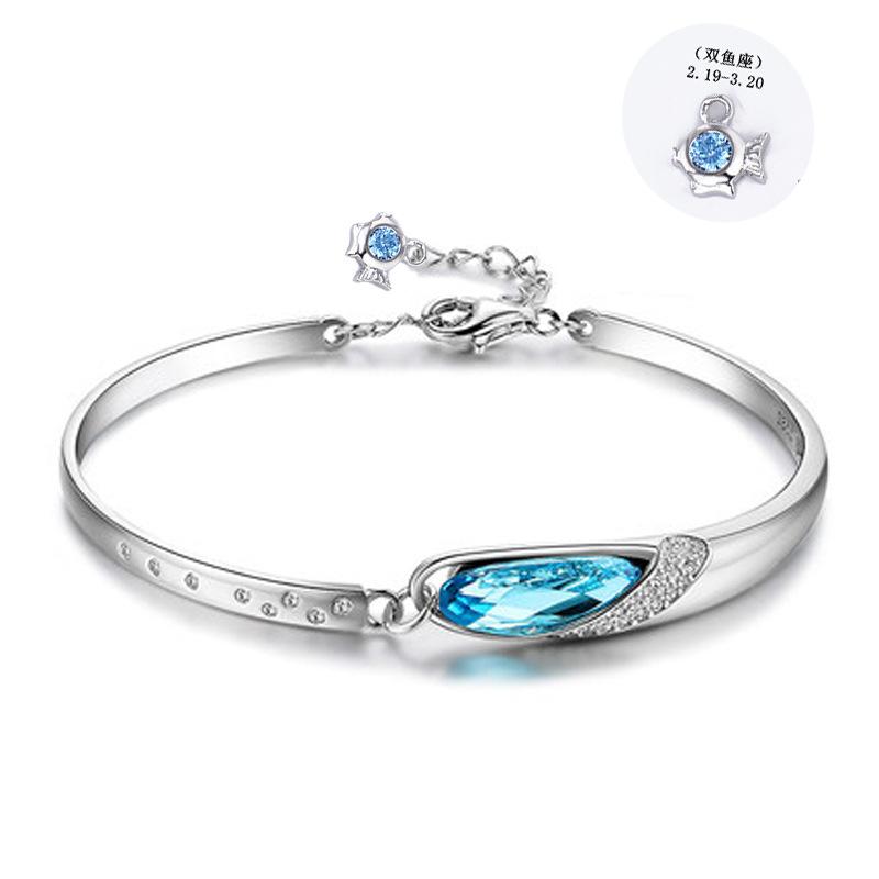 Women 12 Zodiac Signs Silver Bracelet for Women