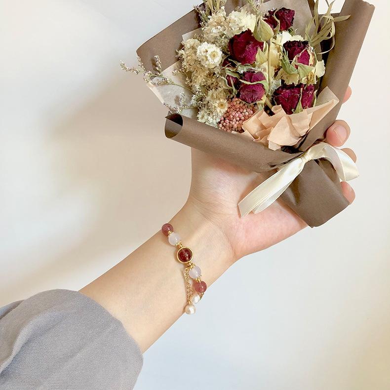 Women Strawberry Quartz Moonstone Bracelets for Women