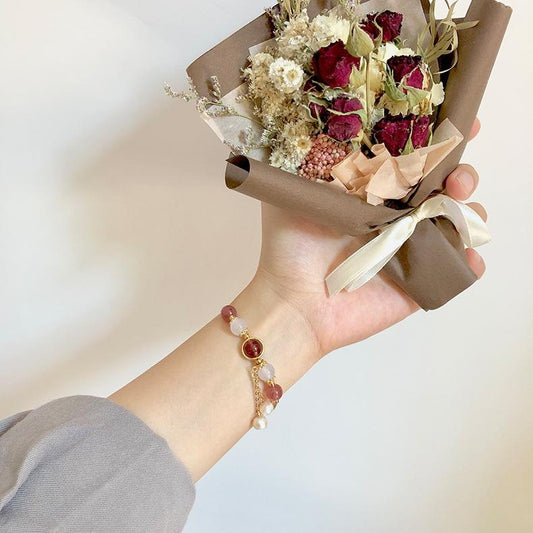 Women Strawberry Quartz Moonstone Bracelets for Women