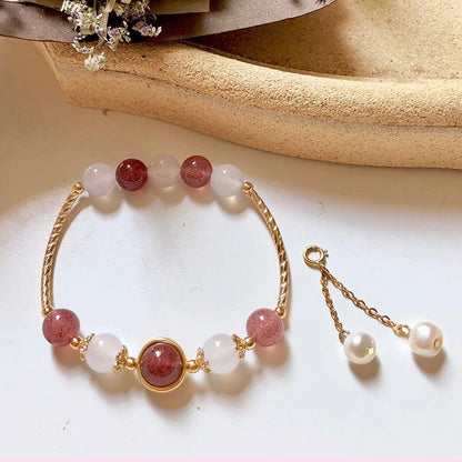 Women Strawberry Quartz Moonstone Bracelets for Women