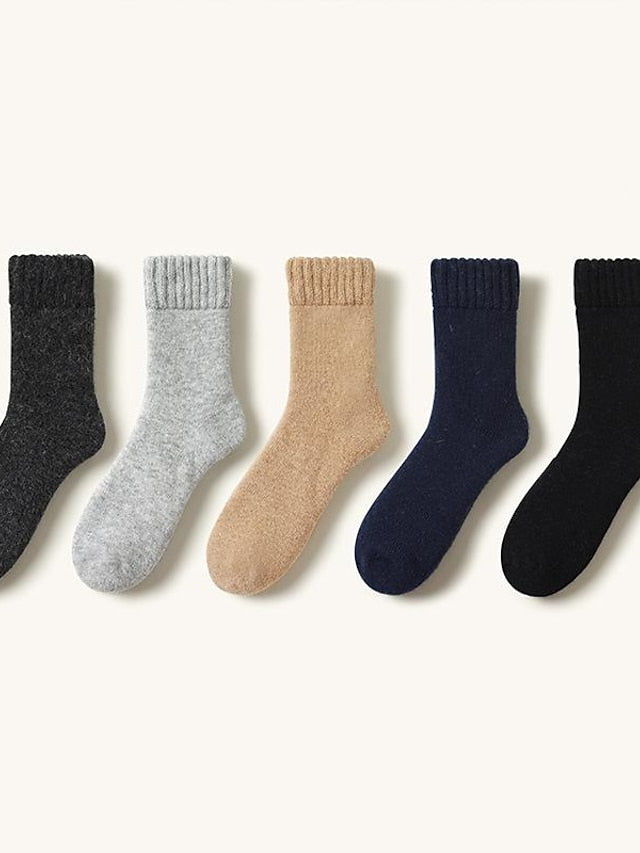 Crew Socks Thick Winter Warm Socks Home Office Work Solid Color Wool Spandex Nylon Basic Casual Classic Warm Casual 1 Pair for Women