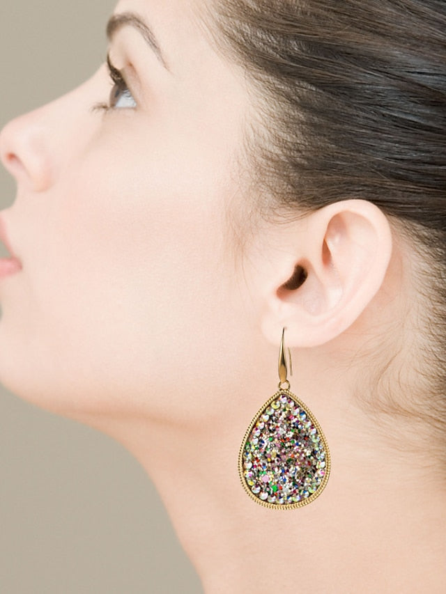 1 Pair Reinstone Sequins Shiny Earrings For Party Evening Daily Prom Alloy Pear Cut for Women