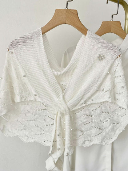 Casual Knitted Fake Collars for Hollow Out Blouse Tops Shoulder Wraps Shawls Detachable False Collar Windproof Shawl for Women