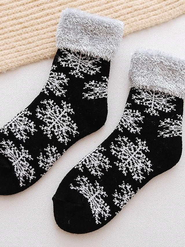 Crew Socks Thick Winter Warm Socks Home Christmas Work Polyester Spandex Nylon Basic Casual Warm Elastic Casual 1 Pair for Women