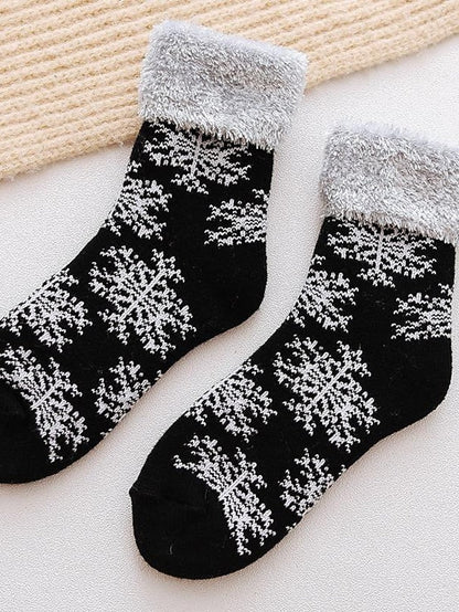Crew Socks Thick Winter Warm Socks Home Christmas Work Polyester Spandex Nylon Basic Casual Warm Elastic Casual 1 Pair for Women