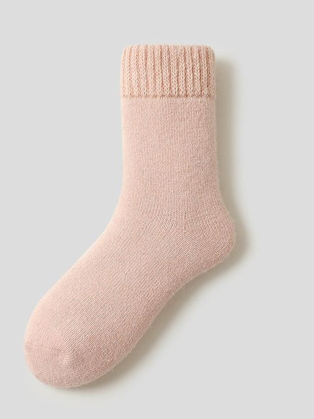 Crew Socks Thick Winter Warm Socks Home Office Work Solid Color Wool Spandex Nylon Basic Casual Classic Warm Casual 1 Pair for Women