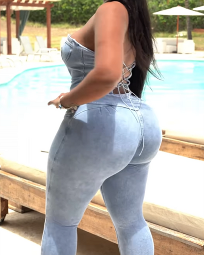 Slim Backless Hip-Lifting Jumpsuit