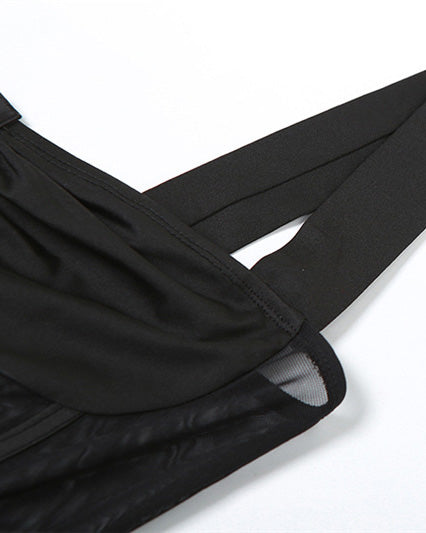 Sling Low-Cut See-Through Slim Jumpsuit