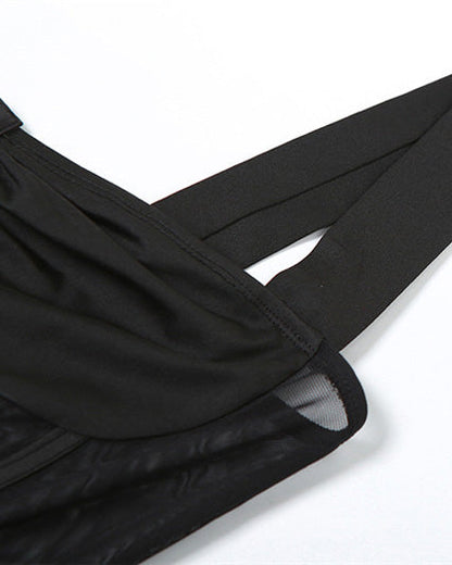 Sling Low-Cut See-Through Slim Jumpsuit