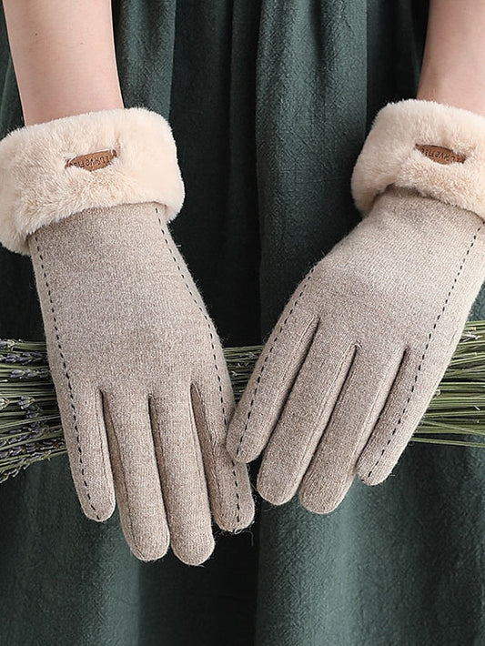 Gloves Warm Winter Gloves Daily Holiday Stitching Lace Acrylic Fibers Simple 1 Pair for Women