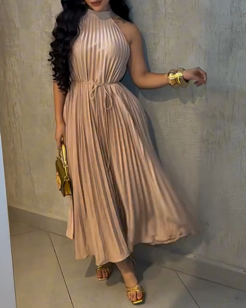 Sleeveless Waist Pleated Dress (Pre-Sale)