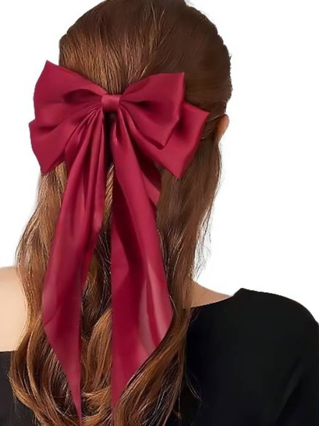 1 PC Big Hair Bows for Women 6 inch Cute Hair Clips Bows Clips for Girls Ribbon Hair Barrettes Satin Polished Bowknot Hair Accessories for Women Ladies for Women