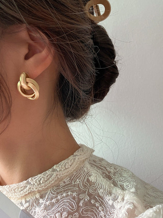 1 Pair Hoop Earrings For Daily Alloy Classic Alphabet Shape Earring for Women