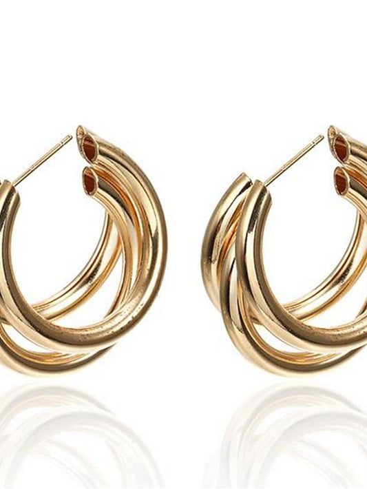 1 Pair Hoop Earrings For Daily Alloy Classic Fashion for Women