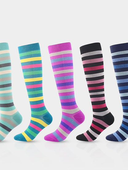 Men's Knee High Socks Training Outdoor Athleisure Stripes Polyester / Cotton Athletic Socks 1 Pair for Women