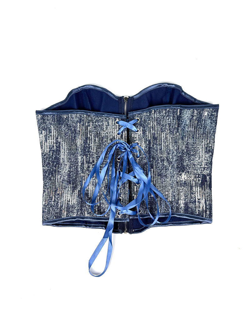 Sequins Denim Corset