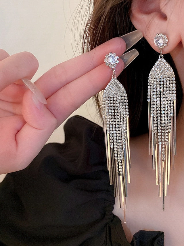 1 Pair Earrings For Girls' Wedding Imitation Diamond Alloy Classic Wedding for Women