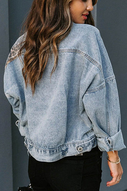 Denim Leopard Patchwork Jacket